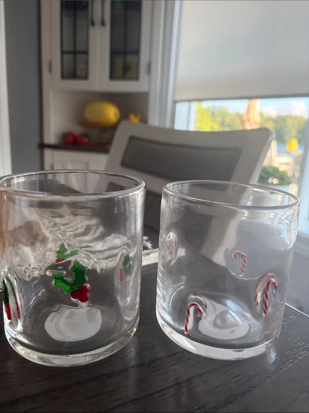 Festive Candy Cane Embossed Clear Glass Tumbler - Holiday Accent